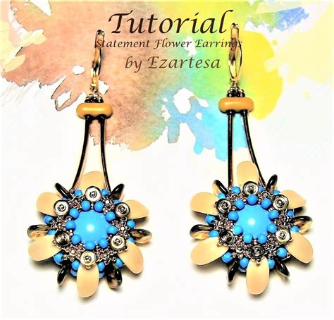 Statement Flower Earrings Tutorial Dangle Earring Pattern Etsy