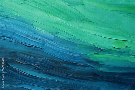 Vertical Background With Diverse Shades Of Green And Blue Oil Paint