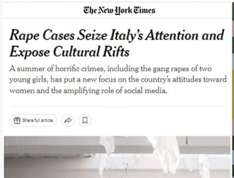 Articolo Del New York Times Su Stupri E Violenze Sulla Donne In Italia