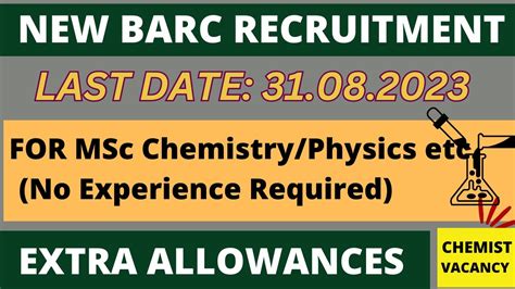 New BARC Vacancy 2023 Msc Chemistry PSU Chemistry Job 2023 Chemistry