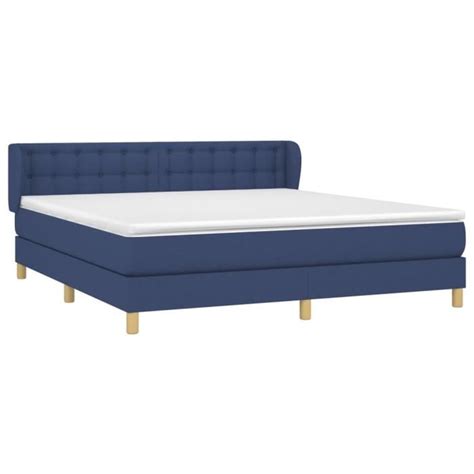 Vgeby Lit Sommier Tapissier Avec Matelas Bleu X Cm Tissu