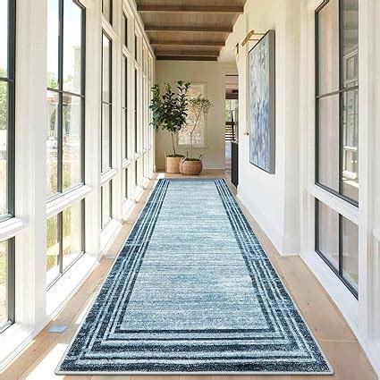 Amazon Lahome Abstract 2 5x10 Blue Runner Rug Washable Modern