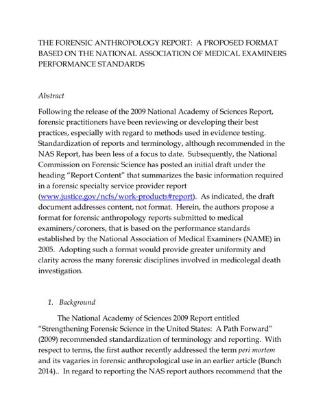 Pdf) The Forensic Anthropology Report: A Proposed Format regarding ...