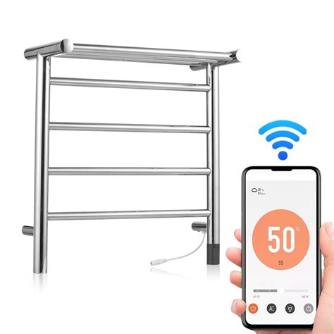 Anself WiFi Electric Towel Warmer Rack 4 Bars Timer Wall Mounted