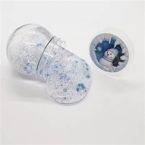 Snow Globe Slime Holographic Snowman Lid Stocking Stuffer Christmas