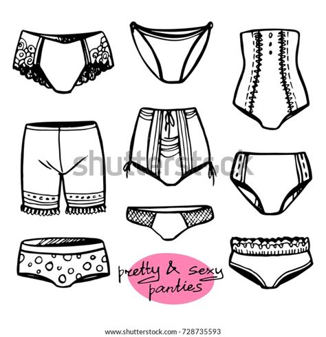 Vector Set Sexy Pretty Panties Contour Stock Vector Royalty Free