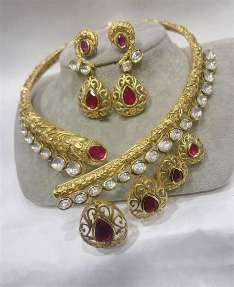 Sabyasachi Inspired Gold Plated Ruby Kundan Antique Etsy