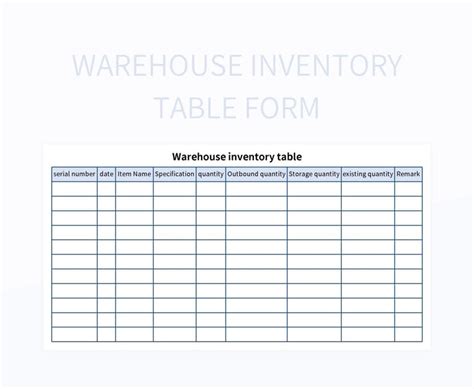 Warehouse Inventory Table Form Excel Template And Google Sheets File ...