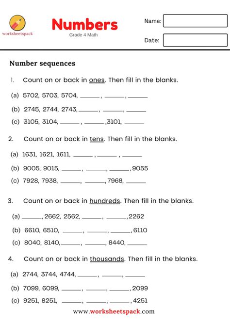 Number Sequences Grade Math Worksheetspack Worksheets Library