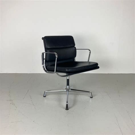 Eames Black Leather Soft Pad Group Chair Made By Vitra For Herman