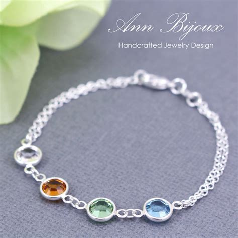 Personalized Birthstone Bracelet Mother Double By Annbijouxnewyork