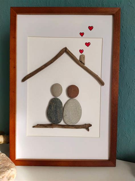 Steinbild Familie Haus Kieselsteinbild Etsy De