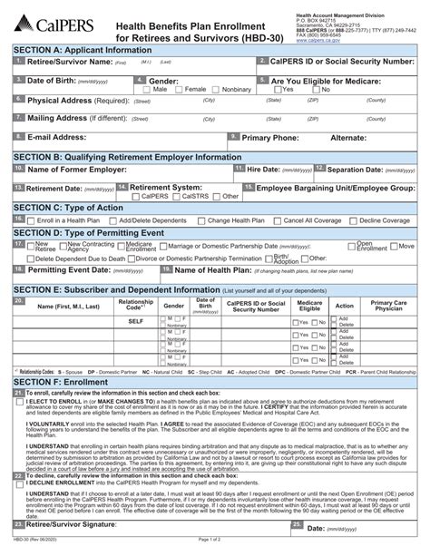 Employee Benefits Enrollment Form Template