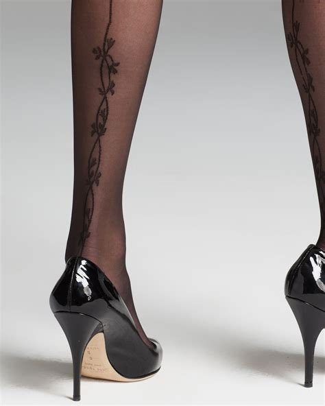 Hue Tights Sheer With Vine Back Seam In Black Lyst