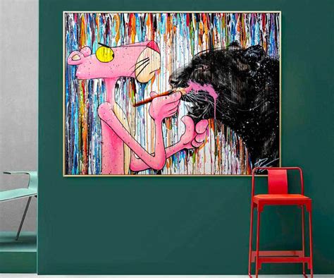 133 Pink Panther Pop Art Canvas Pop Culture Painting Etsy