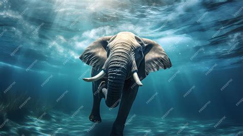 Premium Photo | Swimming Elephant Underwater