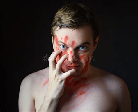 Young Man with Blood on His Face. Stock Photo - Image of abstract ...