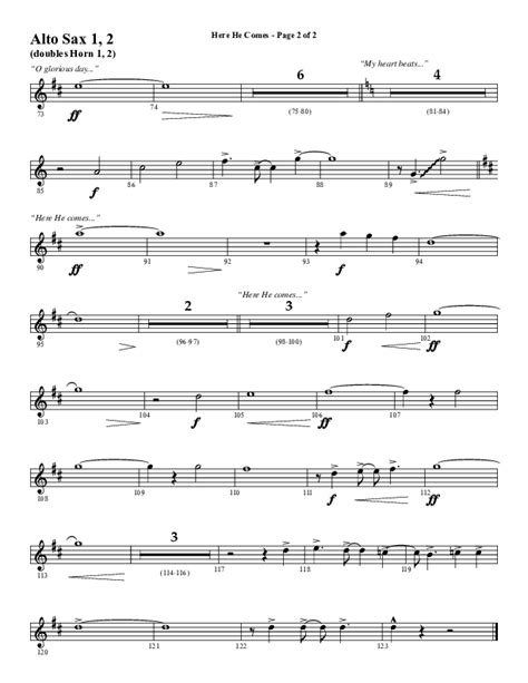 Here He Comes Choral Anthem Satb Alto Sax Sheet Music Pdf Word Music