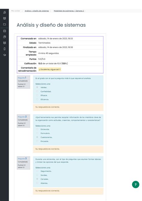 Modalidad De Exámenes Semana 2 Revisión Del Intento Análisis Y Diseño