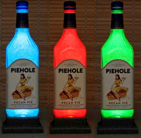 Piehole Pecan Pie Canadian Whiskey W Remote Color Changing Led Bottle