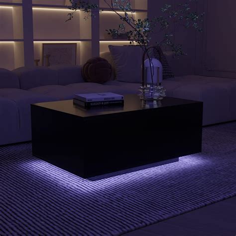 Mesa De Centro Led Con Cajones De Almacenamiento Mesa De Centro De Alto