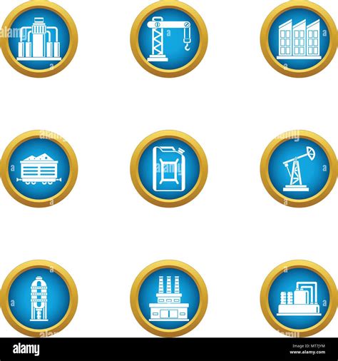 Manufacturing Plant Icons Set Flat Style Stock Vector Image And Art Alamy