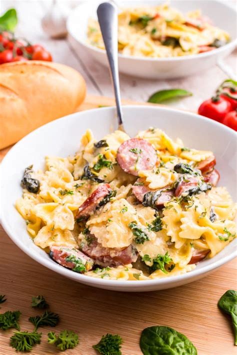 Simple Creamy Sausage Pasta Recipe With Kielbasa