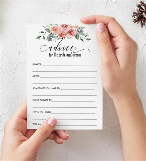 Advice For The Bride And Groom Card Printable Bridal Shower Etsy