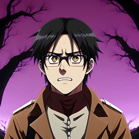 Anime Man Attack On Titan Purple Eyes Glasses Black Forest Ba