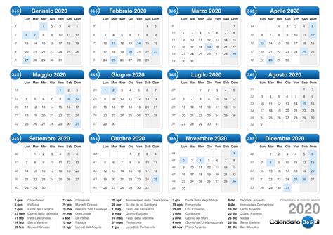 Calendario 2020