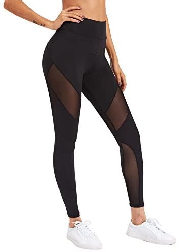 sheer leggings : SweatyRocks Women's Stretchy Skinny Sheer Mesh Insert ...