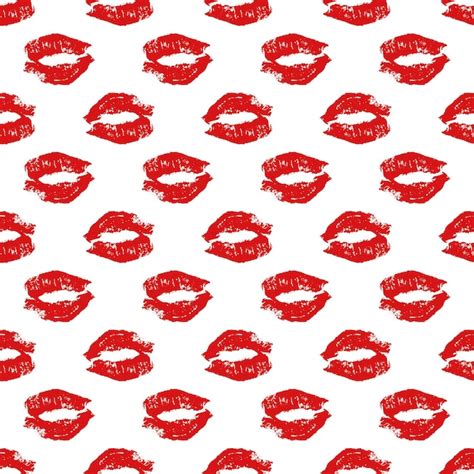 Premium Vector Seamless Pattern Red Lipstick Kiss On Whiteperfect For