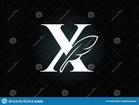 Initial X Monogram Alphabet With A Feather Font Emblem Law Firm Icon