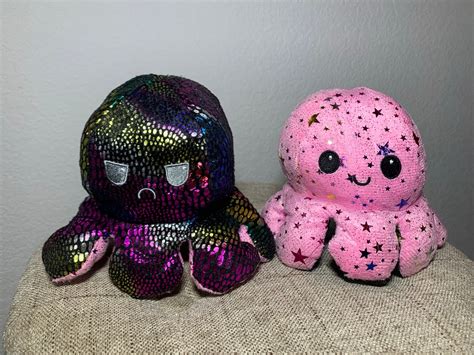 Double Sided Reversible Mood Emotion Octopus Soft Plush Toy Etsy