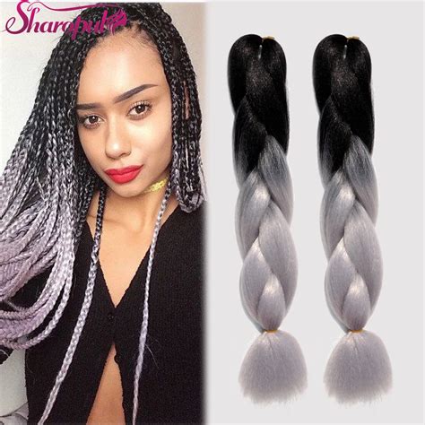 Ombre Gray Braiding Hair Box Braid Hair Kanekelon Jumbo Crotchet Twist Synthetic Braiding Hair