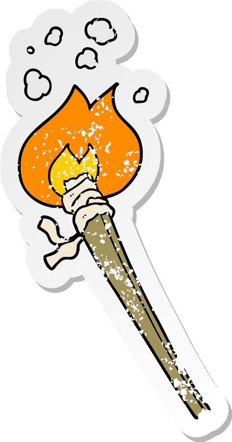 Distressed Sticker Of A Cartoon Burning Torch 11750016 Vector Art At