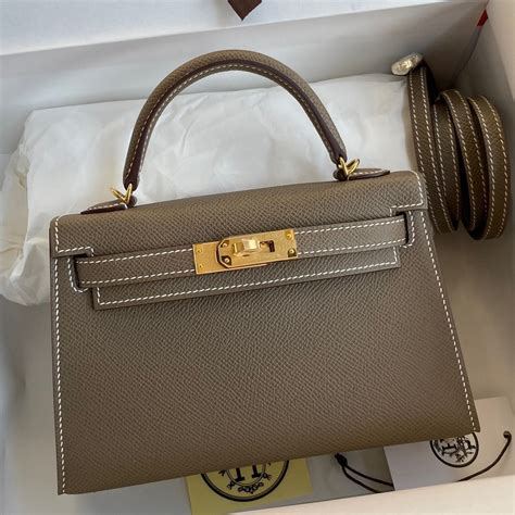 Replica Hermes Kelly Mini Ii Sellier Handmade Bag In Taupe Epsom Calfskin