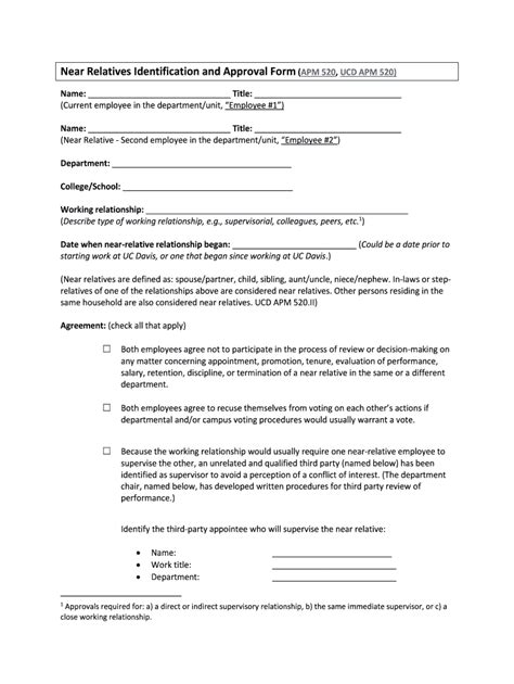 Fillable Online Near Relatives Identification And Approval Form Apm 520 Fax Email Print