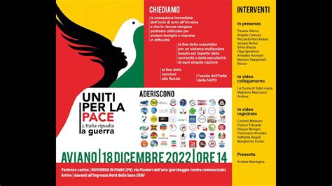 Uniti Per La Pace L Italia Ripudia La Guerra Aviano 18 Dicembre 2022