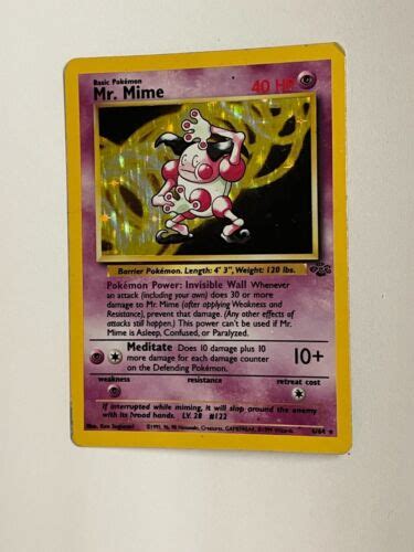 Mr Mime Rare Holo Jungle Pokemon Card 6 64 MP Moderately Played