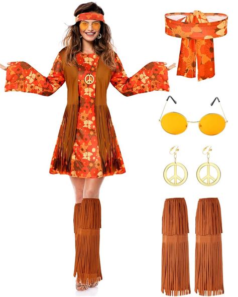 SATINIOR 70s 60s Hippie Costume Set 70s Outfits Accessories For