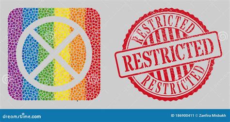 Grunge Restricted Stamp Seal And Mosaic Restricted Stencil For Lgbt