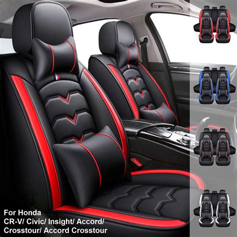 Car Seat Covers For Honda 5 Seats Sedan Suv Premium Leather Cushion Protector With Pillow Full