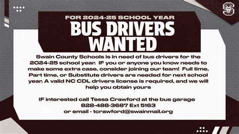 Bus Drivers Needed For The 2024 25 School Year Swain County Schools