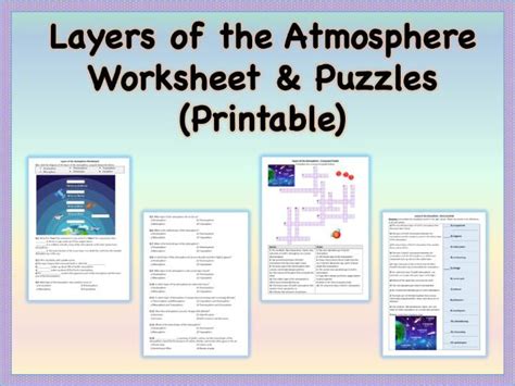 Layers Of The Atmosphere Worksheet And Puzzles Printable Teaching