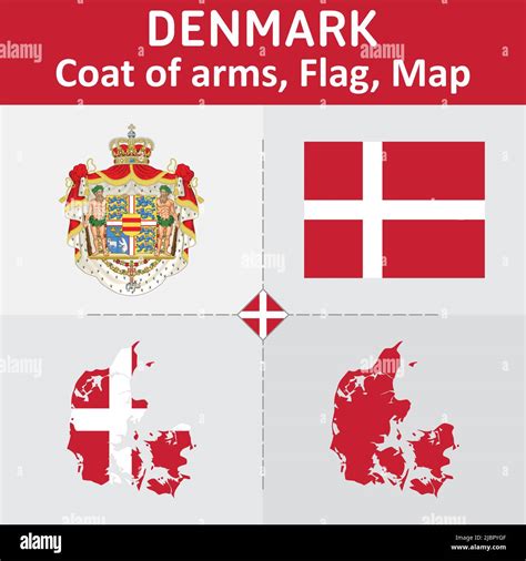 Denmark Coat of Arms, Flag and Map Stock Vector Image & Art - Alamy