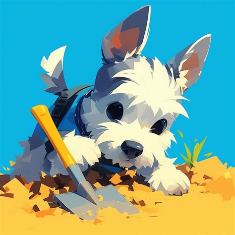 Premium Vector Sealyham Terrier Digging For Buried Treasure