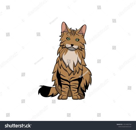 Cute Maine Coon Cartoon Cat Vector Stock Vektor Royaltyfri 1251402754