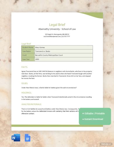 Legal Brief Examples Format Pdf