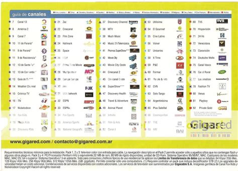 Grillas De Tv Folleto Y Guia De Canales Gigared